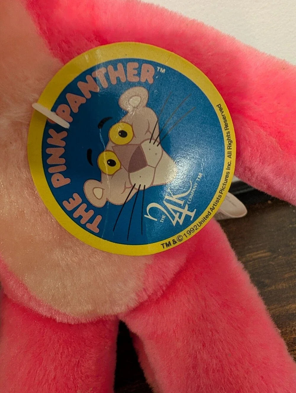 Vintage Pink Panther Plush Stuffed Animal 1992 24k